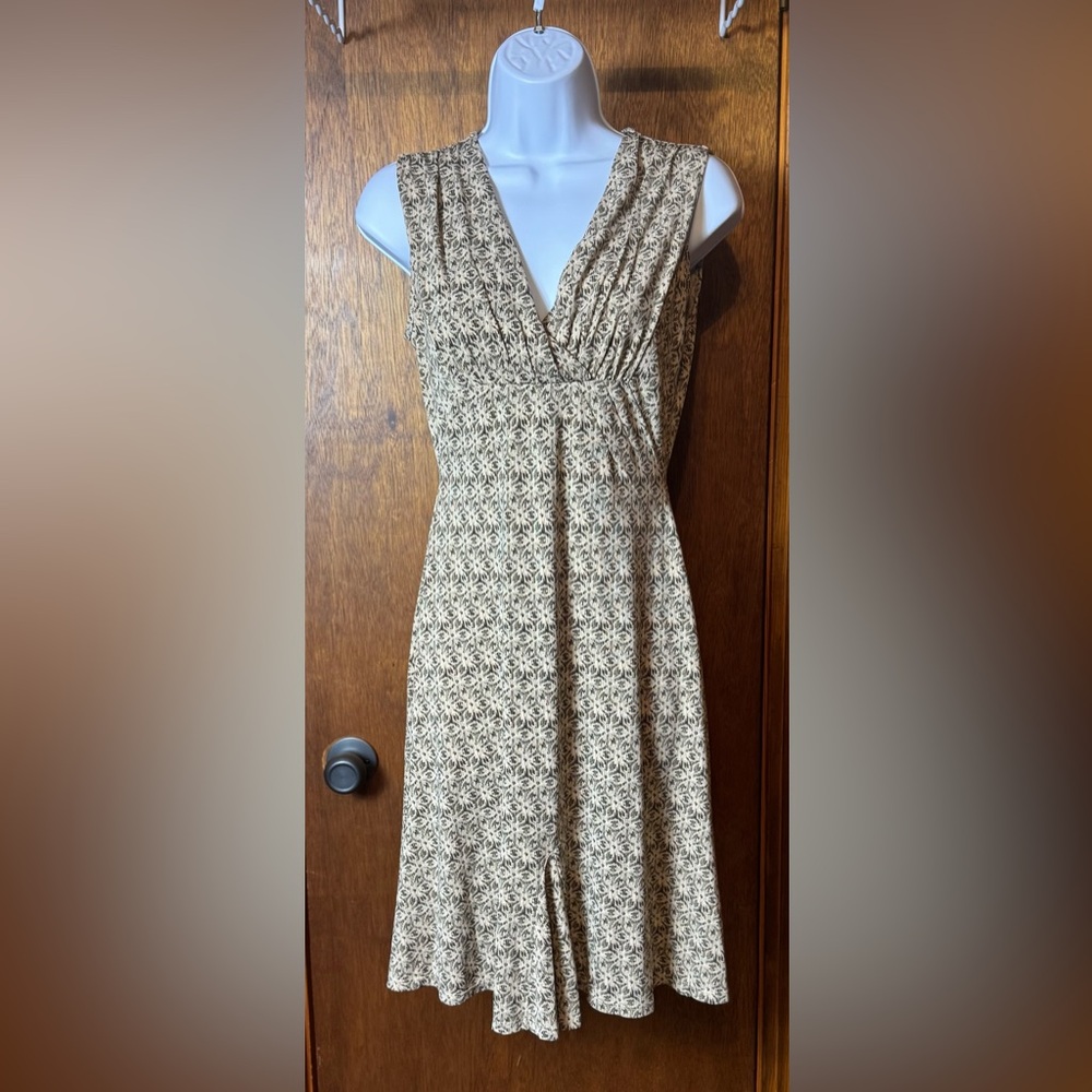 Old Navy Brown, Tan and Cream Patterned Midi Dress - XS
